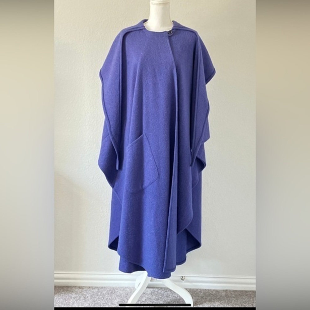 Elegant Women's Purple Wool Cape Coat